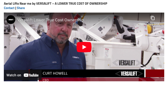 Versalift Equipment Delivers A Lower True Cost of Ownership 